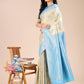 Astita Cream & Sky Blue Banarasi silk Woven Zari Work Traditional Tassel Saree | Swadesiicart