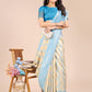 Astita Cream & Sky Blue Banarasi silk Woven Zari Work Traditional Tassel Saree | Swadesiicart