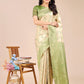 Astita Cream & Light Green Banarasi silk Woven Zari Work Traditional Tassel Saree | Swadesiicart