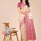 Astita Cream & Magenta Banarasi silk Woven Zari Work Traditional Tassel Saree | Swadesiicart