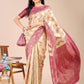 Astita Cream & Magenta Banarasi silk Woven Zari Work Traditional Tassel Saree | Swadesiicart