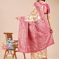 Astita Cream & Magenta Banarasi silk Woven Zari Work Traditional Tassel Saree | Swadesiicart