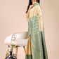 Astita Cream & Green Banarasi silk Woven Zari Work Traditional Tassel Saree | Swadesiicart