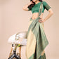 Astita Cream & Green Banarasi silk Woven Zari Work Traditional Tassel Saree | Swadesiicart