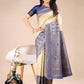 Astita Cream & Navy Blue Banarasi silk Woven Zari Work Traditional Tassel Saree | Swadesiicart