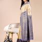 Astita Cream & Navy Blue Banarasi silk Woven Zari Work Traditional Tassel Saree | Swadesiicart
