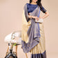 Astita Cream & Navy Blue Banarasi silk Woven Zari Work Traditional Tassel Saree | Swadesiicart