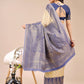 Astita Cream & Navy Blue Banarasi silk Woven Zari Work Traditional Tassel Saree | Swadesiicart