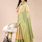 Astita Cream & Light Green Banarasi silk Woven Zari Work Traditional Tassel Saree | Swadesiicart