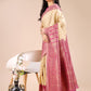Astita Cream & Magenta Banarasi silk Woven Zari Work Traditional Tassel Saree | Swadesiicart