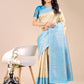 Astita Cream & Sky Blue Banarasi silk Woven Zari Work Traditional Tassel Saree | Swadesiicart