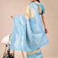 Astita Cream & Sky Blue Banarasi silk Woven Zari Work Traditional Tassel Saree | Swadesiicart