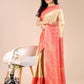Astita Cream & Red Banarasi silk Woven Zari Work Traditional Tassel Saree | Swadesiicart