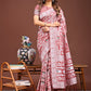 Shree Shyam Fashion Threads of Tradition: Peach Linen Cotton Saree Woven with Stories of Grace & Heritage