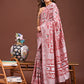 Shree Shyam Fashion Threads of Tradition: Peach Linen Cotton Saree Woven with Stories of Grace & Heritage