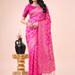 Astita Elegant Pink Banarasi Cotton Saree with Zari Leaf Motifs and Rich Pallu - Traditional Indian Saree for Festive & Wedding Wear | Swadesiicart