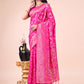 Astita Pink Banarasi Silk Saree with Floral Zari Weaving - Festive Traditional Elegance for Weddings & Celebrations | Swadesiicart