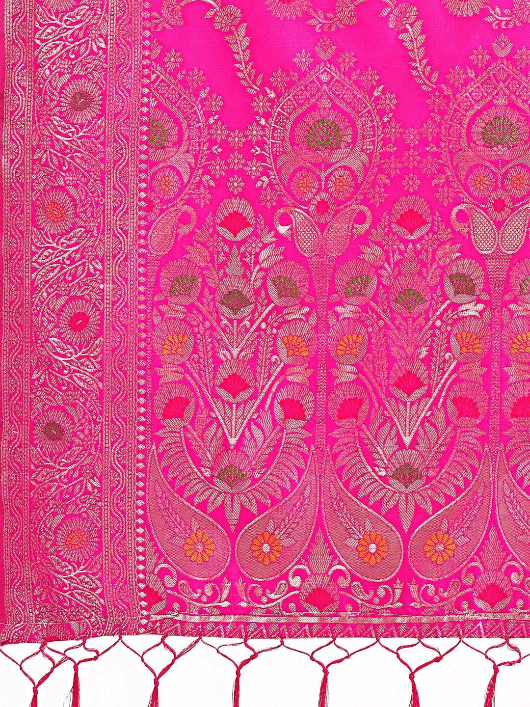 Astita Pink Banarasi Silk Saree with Floral Zari Weaving - Festive Traditional Elegance for Weddings & Celebrations | Swadesiicart