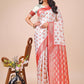 Astita White & Red Banarasi Silk Saree with Teardrop Weaving & Rich Zari Pallu - Traditional Elegance for Festive Looks | Swadesiicart