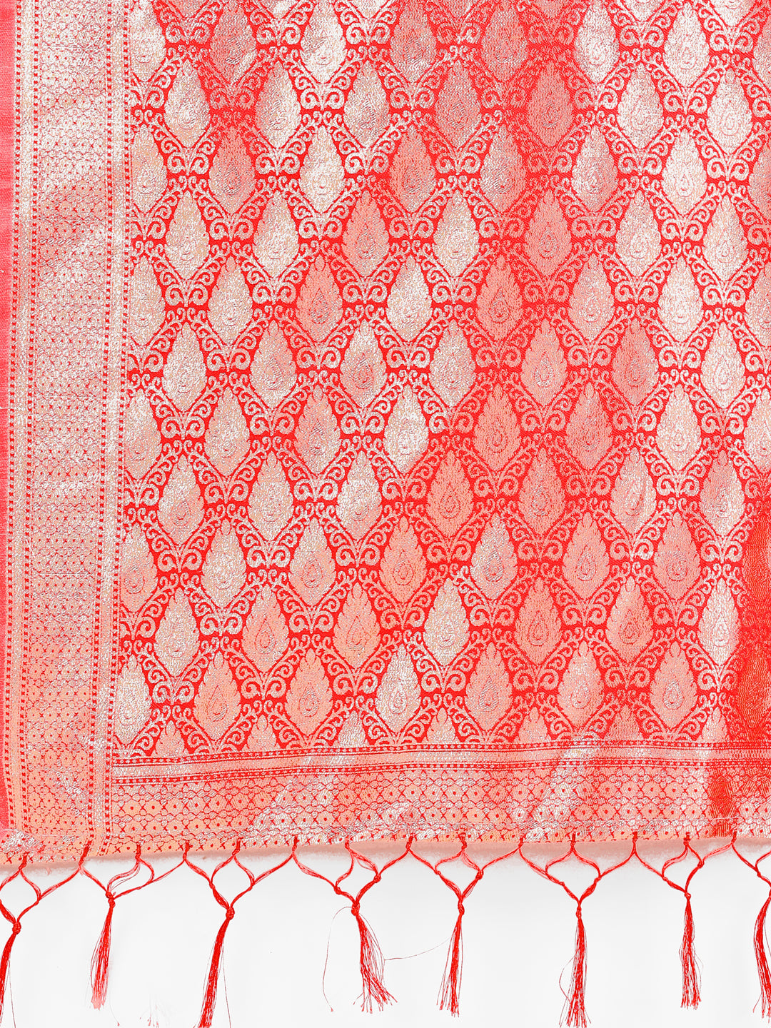Astita Elegant Maroon Banarasi Cotton Saree with Zari Leaf Motifs and Rich Pallu - Traditional Indian Saree for Festive & Wedding Wear | Swadesiicart