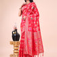 Astita Elegant Black Banarasi Cotton Saree with Zari Leaf Motifs and Rich Pallu - Traditional Indian Saree for Festive & Wedding Wear | Swadesiicart