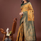 Shree Shyam Fashion Majestic Green & Yellow Silk Saree with Rich Woven Pallu - A Regal Touch for Special Moments