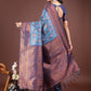 Shree Shyam Fashion Majestic Red & Sky Blue Silk Saree with Rich Woven Pallu - A Regal Touch for Special Moments