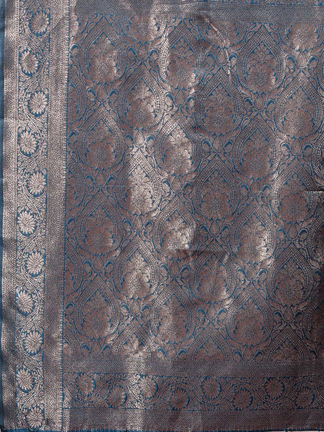 Astita Royal Blue Banarasi Silk Saree with Zari Weaving - A Timeless Tale of Elegance | Swadesiicart