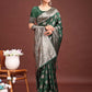 Astita Dark Green Banarasi Silk Saree with Zari Weaving - A Timeless Tale of Elegance | Swadesiicart