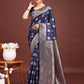 Astita Navy Blue Banarasi Silk Saree with Zari Weaving - A Timeless Tale of Elegance | Swadesiicart
