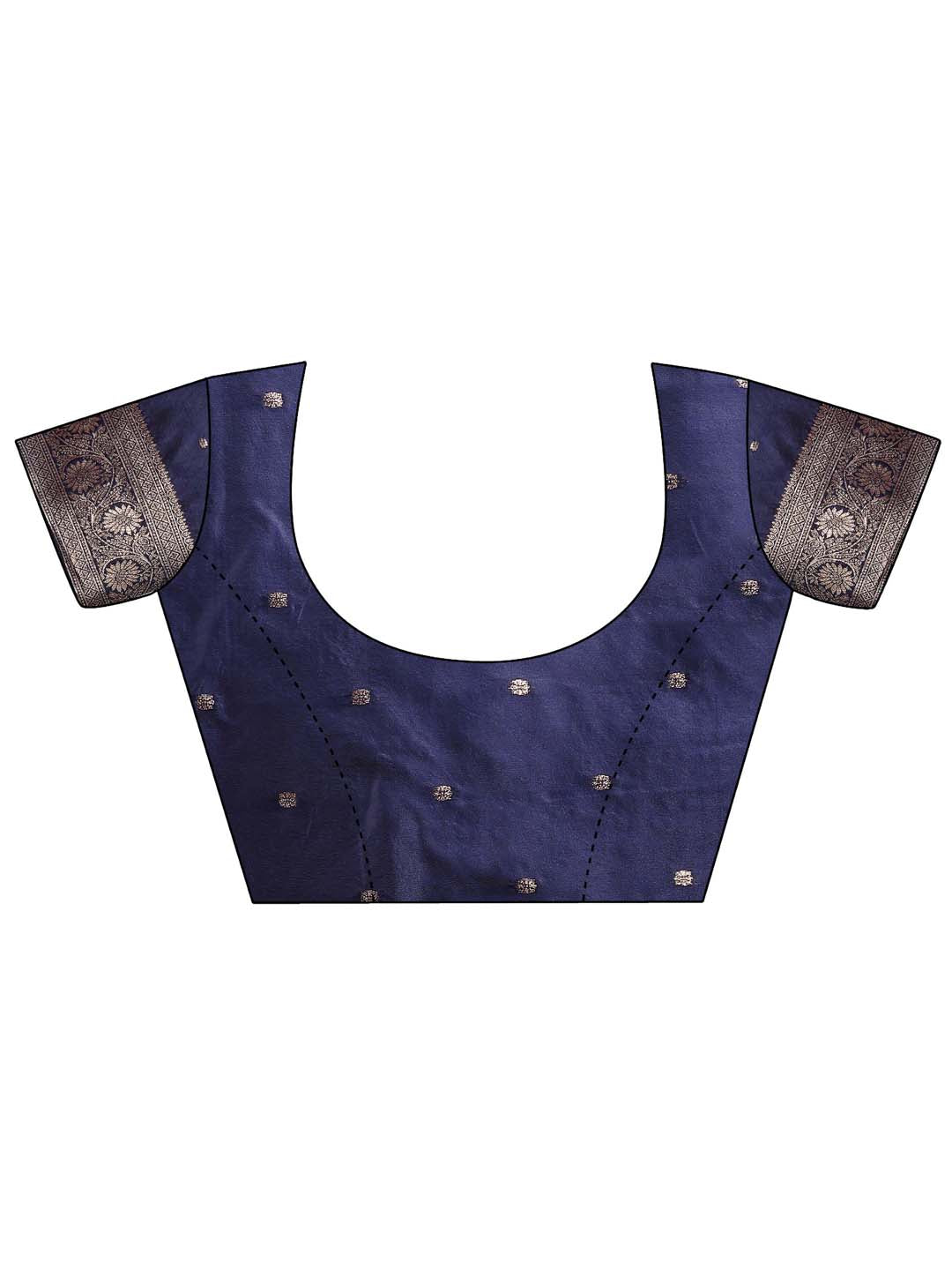 Astita Navy Blue Banarasi Silk Saree with Zari Weaving - A Timeless Tale of Elegance | Swadesiicart