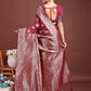 Astita Maroon Banarasi Silk Saree with Zari Weaving - A Timeless Tale of Elegance | Swadesiicart
