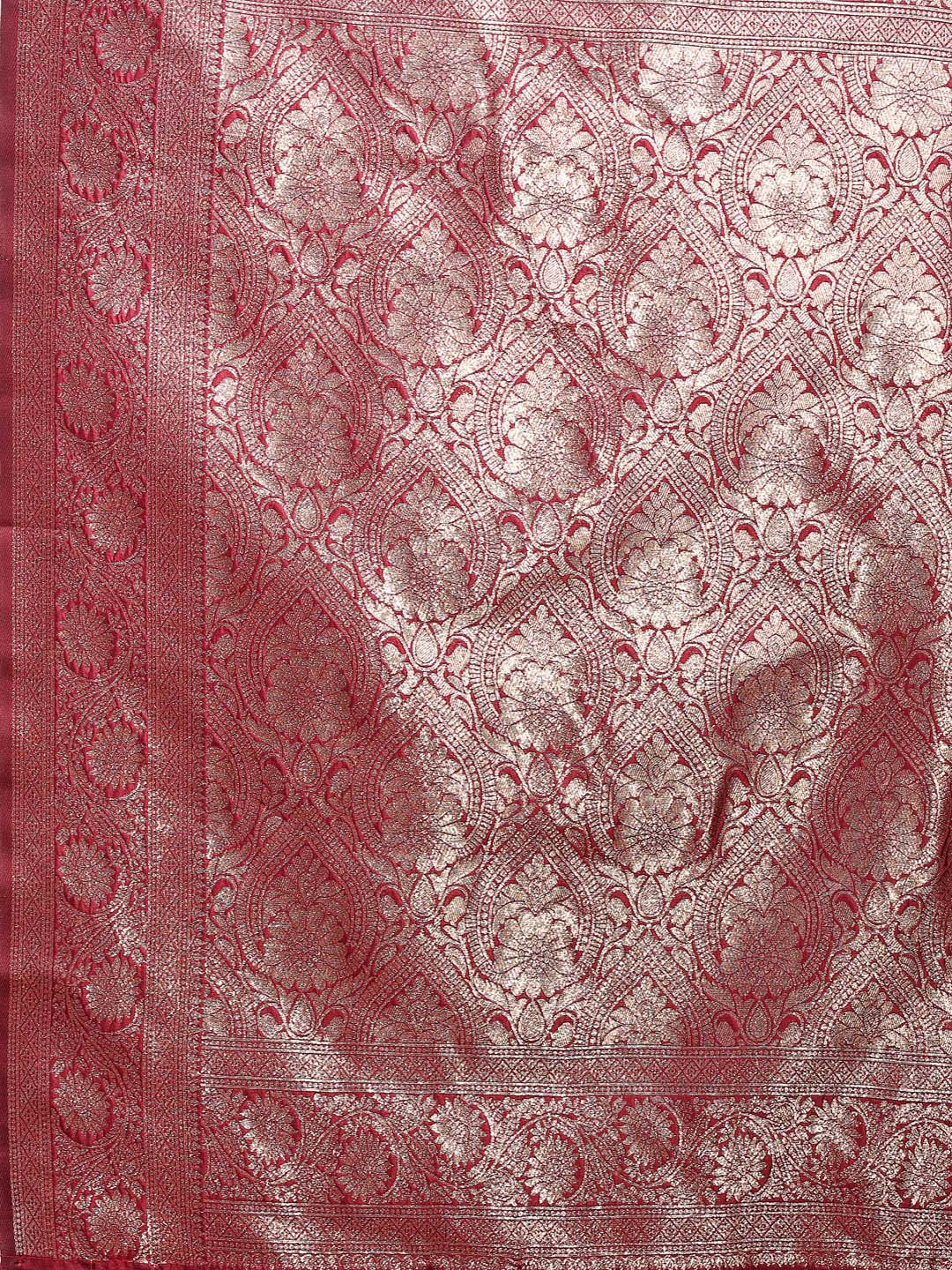 Astita Maroon Banarasi Silk Saree with Zari Weaving - A Timeless Tale of Elegance | Swadesiicart