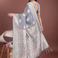 Shree Shyam Fashion Elegant Grey Linen Cotton Saree with Zari Border & Woven Motifs - Perfect for Sophisticated Everyday & Festive Looks