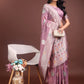 Shree Shyam Fashion Elegant Purple Linen Cotton Saree with Zari Border & Woven Motifs - Perfect for Sophisticated Everyday & Festive Looks