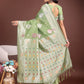 Shree Shyam Fashion Elegant Light Green Linen Cotton Saree with Zari Border & Woven Motifs - Perfect for Sophisticated Everyday & Festive Looks