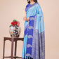 Shree Shyam Fashion Graceful Light & Dark Sky Blue Silk Saree with Rich Woven Border & Paisley Pallu - Perfect for Festive & Wedding Wear