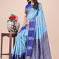 Shree Shyam Fashion Graceful Light & Dark Sky Blue Silk Saree with Rich Woven Border & Paisley Pallu - Perfect for Festive & Wedding Wear
