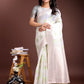 Shree Shyam Fashion White & Light Green Cotton Woven Zari Work Traditional Tassel Saree