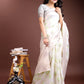 Shree Shyam Fashion White & Light Green Cotton Woven Zari Work Traditional Tassel Saree