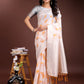 Shree Shyam Fashion White & Orange Cotton Woven Zari Work Traditional Tassel Saree