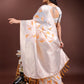 Shree Shyam Fashion White & Orange Cotton Woven Zari Work Traditional Tassel Saree
