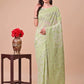Astita Beige & Light Green Banarasi Cotton Saree with Floral Zari Work and Traditional Pallu - Elegant Ethnic Wear for Festivals & Ceremonies | Swadesiicart