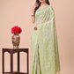 Astita Beige & Light Green Banarasi Cotton Saree with Floral Zari Work and Traditional Pallu - Elegant Ethnic Wear for Festivals & Ceremonies | Swadesiicart