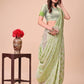 Astita Beige & Light Green Banarasi Cotton Saree with Floral Zari Work and Traditional Pallu - Elegant Ethnic Wear for Festivals & Ceremonies | Swadesiicart