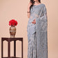 Astita Beige & Grey Banarasi Cotton Saree with Floral Zari Work and Traditional Pallu - Elegant Ethnic Wear for Festivals & Ceremonies | Swadesiicart