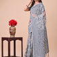 Astita Beige & Grey Banarasi Cotton Saree with Floral Zari Work and Traditional Pallu - Elegant Ethnic Wear for Festivals & Ceremonies | Swadesiicart