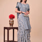 Astita Beige & Grey Banarasi Cotton Saree with Floral Zari Work and Traditional Pallu - Elegant Ethnic Wear for Festivals & Ceremonies | Swadesiicart