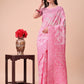 Astita Beige & Pink Banarasi Cotton Saree with Floral Zari Work and Traditional Pallu - Elegant Ethnic Wear for Festivals & Ceremonies | Swadesiicart
