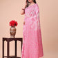 Astita Beige & Pink Banarasi Cotton Saree with Floral Zari Work and Traditional Pallu - Elegant Ethnic Wear for Festivals & Ceremonies | Swadesiicart